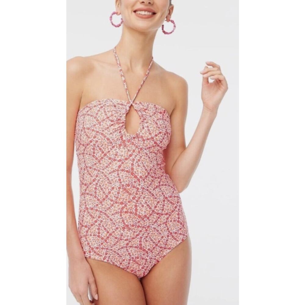 NWT J. Crew Factory Keyhole One-Piece Swimsuit in Ditsy Floral Size M
